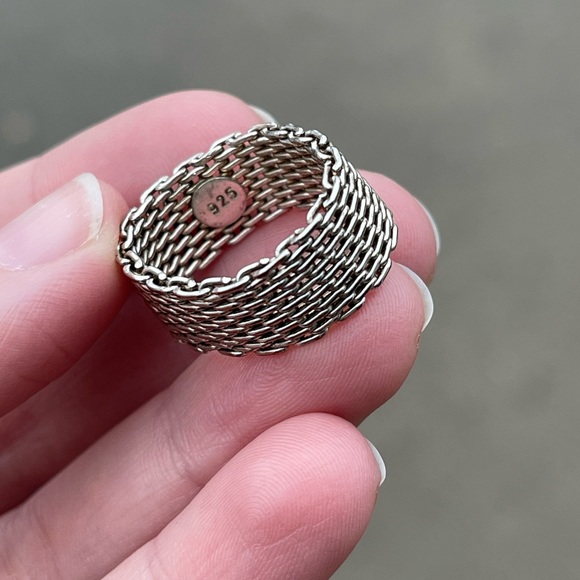 Sterling silver Tiffany style mesh ring. - Picture 1 of 4